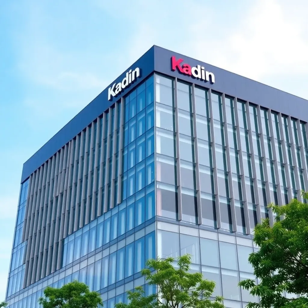 Modern office building representing Kadin Indonesia headquarters with clear blue sky background